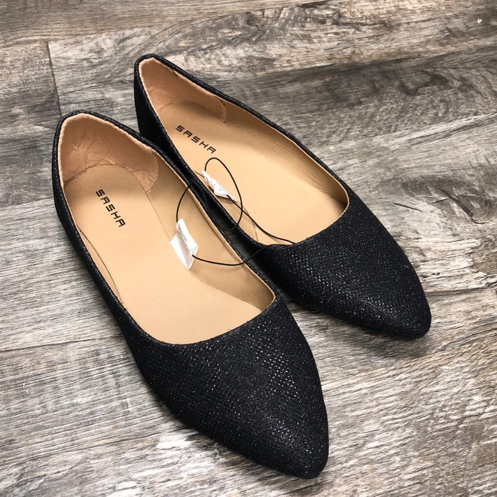 Sasha ballet glitter black flats shoes nwt - Picture 1 of 4